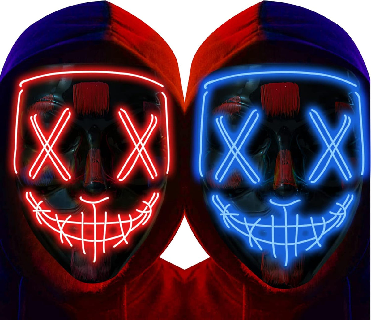 Poptrend Halloween Mask LED Light up Mask Scary mask for Festival Cosplay Halloween Costume Masquerade Parties,Carnival,Gift (2 PACK-B)