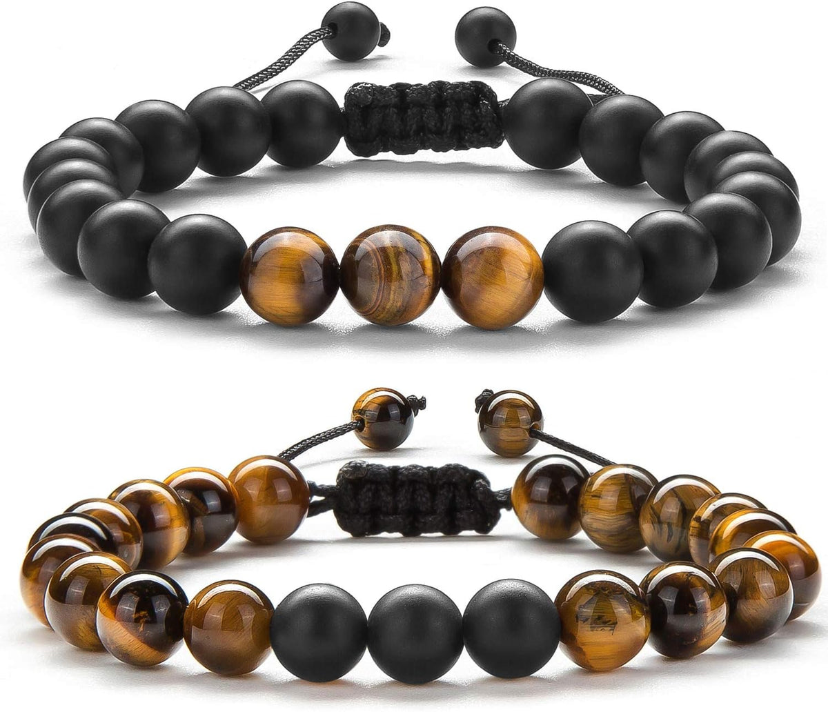 Men Women 8mm Tiger Eye Stone Beads Bracelet