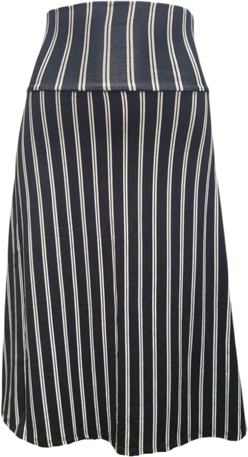 Women's A-Line Foldover Lightweight Flare Midi Pull On Closure Skirt