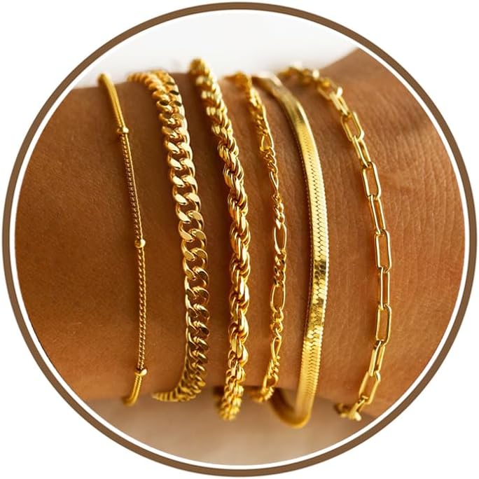 M MOOHAM Gold Bracelets Set for Women No Tarnish