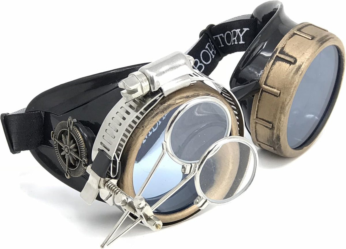 Victorian Steampunk Goggles with Compass & Ocular Loupe