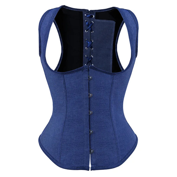 Lace-Up Striped Underbust Corset – Plus Size