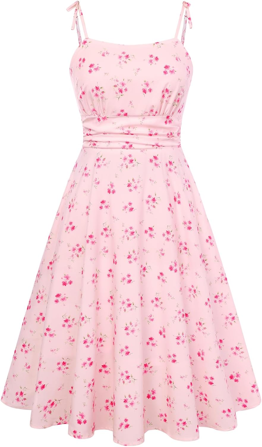 Summer Dress Spaghetti Strap Flowy Midi Beach Sundress Wedding Guest Cocktail Dress