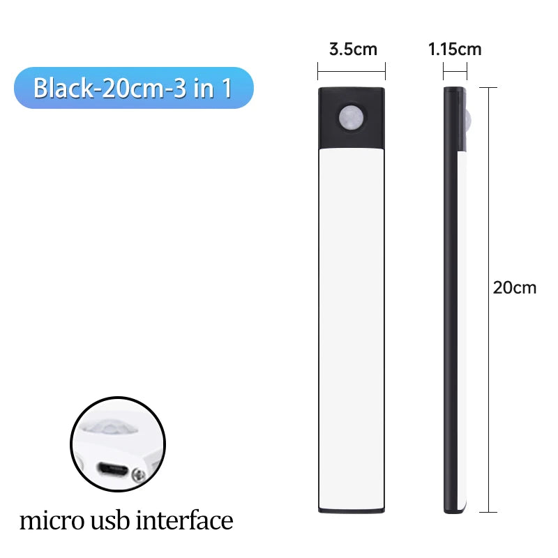 Cabinet Light USB Rechargeable Motion Sensor LED Three Colors in one Lamp for Kitchen Wardrobe In...