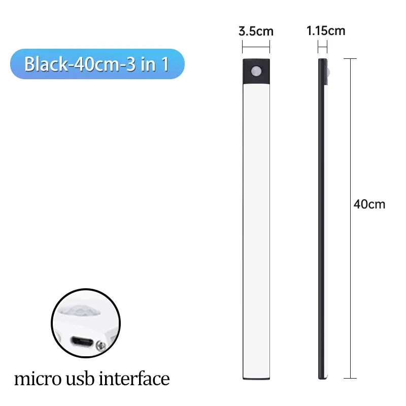 Cabinet Light USB Rechargeable Motion Sensor LED Three Colors in one Lamp for Kitchen Wardrobe In...