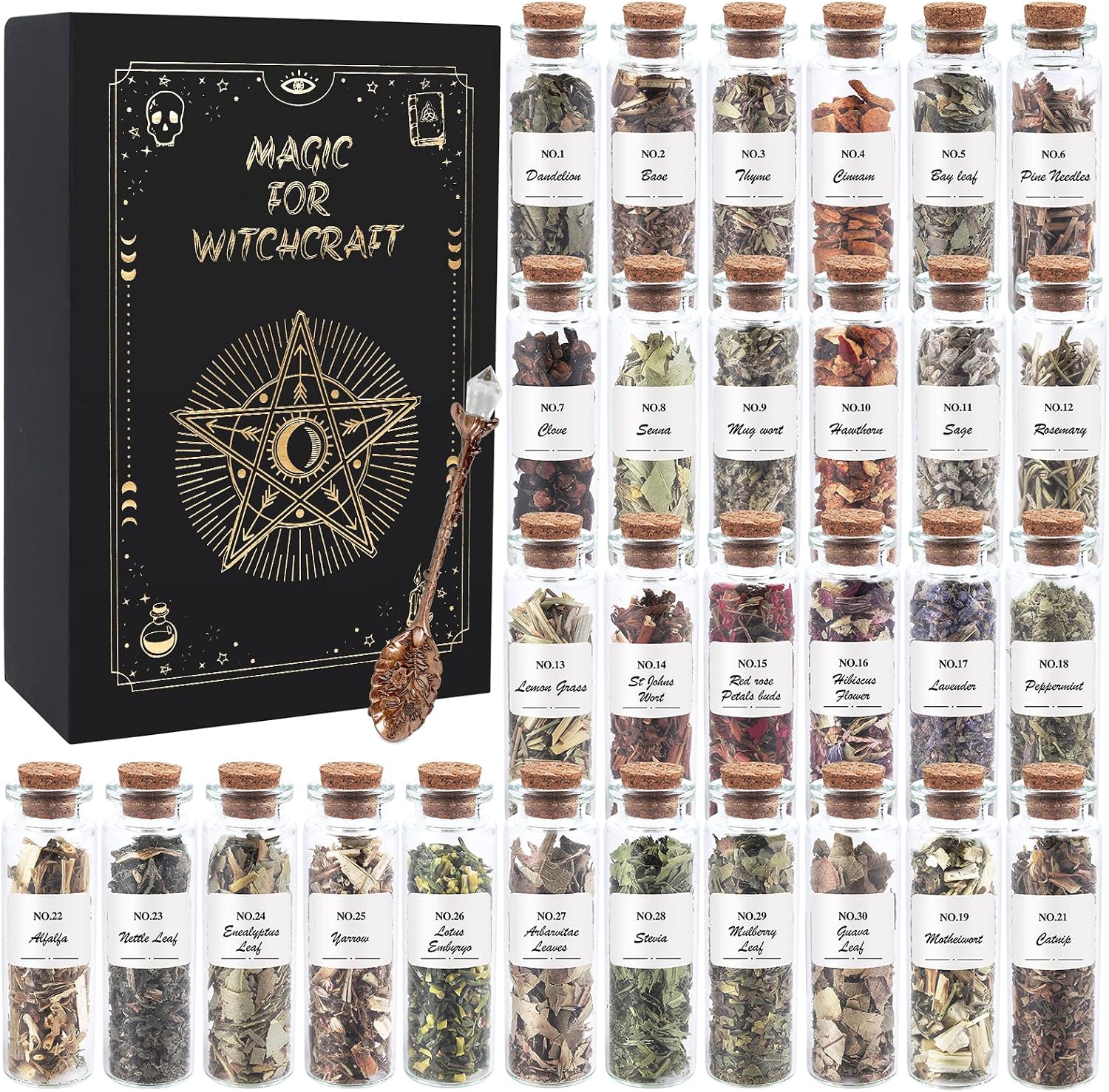 45-Bottle Dried Herbs Kit for Witchcraft, Wicca Altar and Magic Spells Secondary image