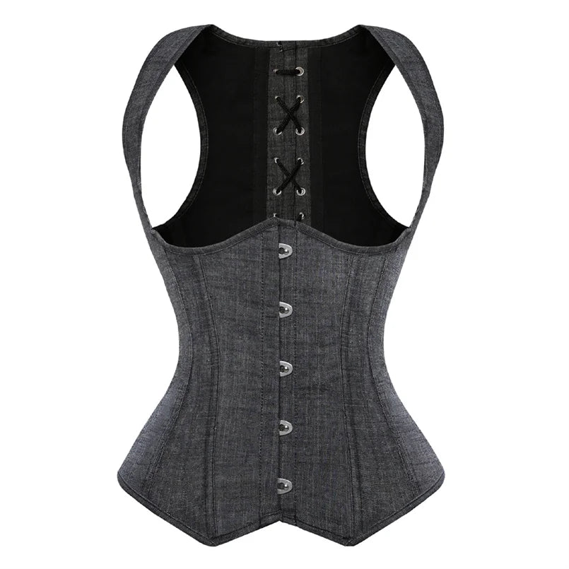 Lace-Up Striped Underbust Corset – Plus Size