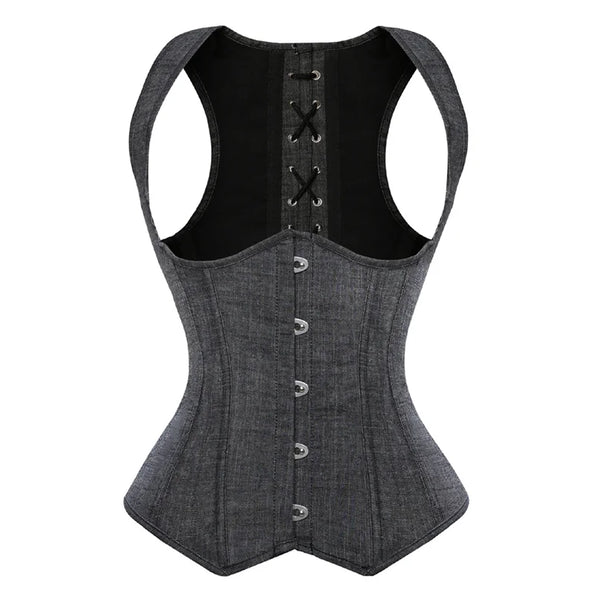 Lace-Up Striped Underbust Corset – Plus Size