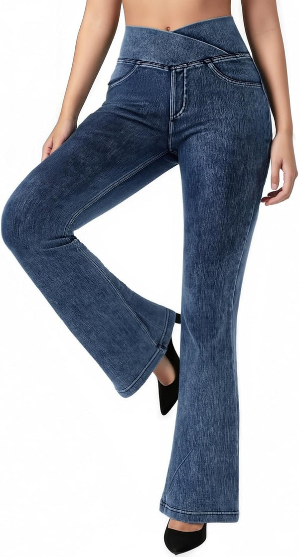 Stretchy Jeans For Women Flare Jeggings Leggings With Pockets