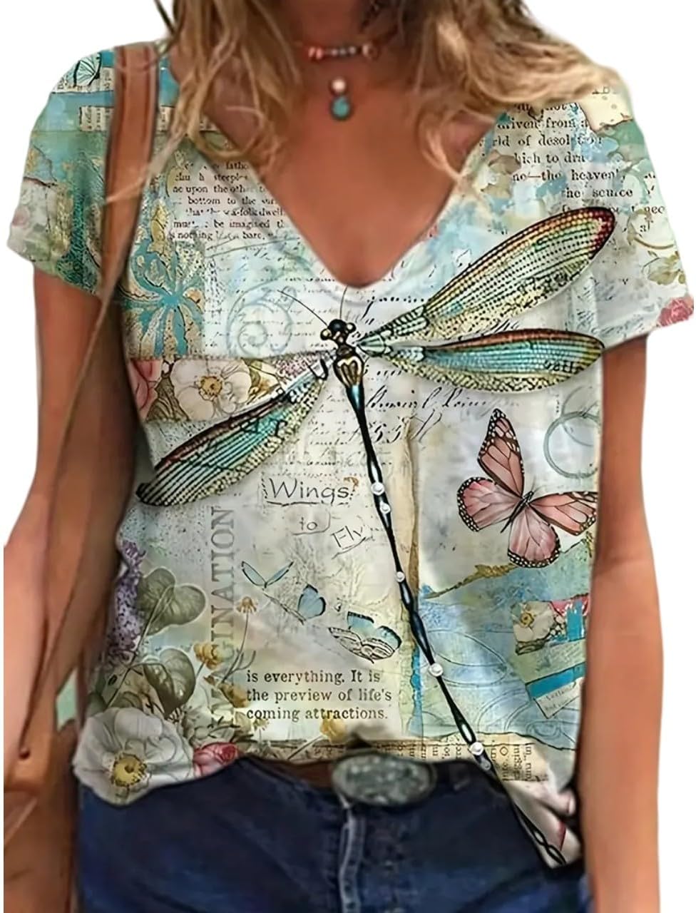 Beopjesk Womens Summer Giraffe Printed T-Shirt Funny Cute Animal Graphic Tees Tops