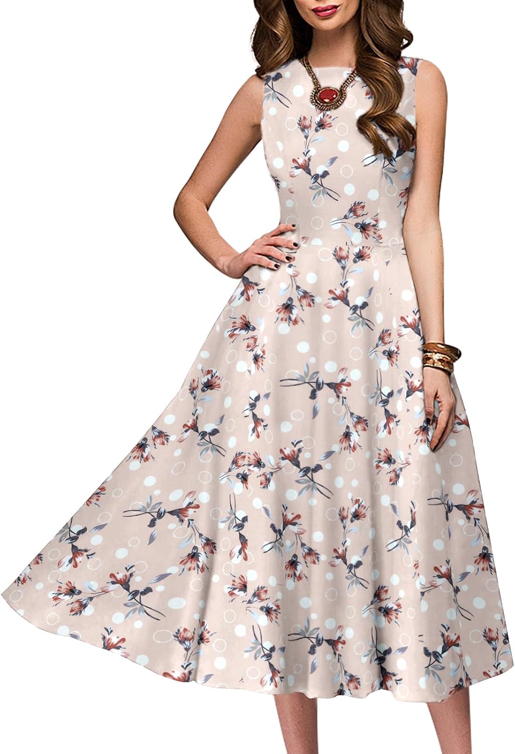 Simple Flavor Women's Vintage 1950s Cocktail Midi Dress