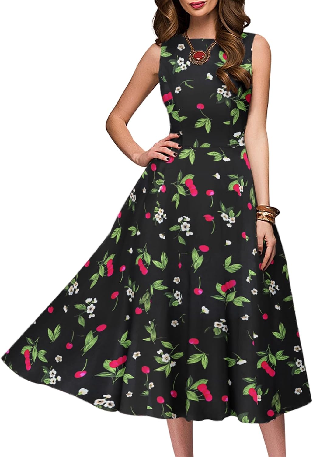 Simple Flavor Women's Vintage 1950s Cocktail Midi Dress