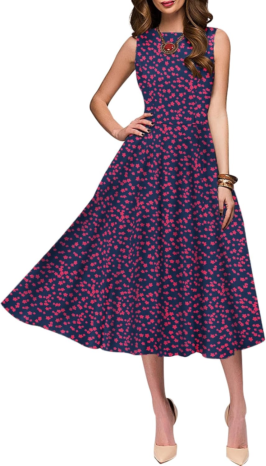 Simple Flavor Women's Vintage 1950s Cocktail Midi Dress