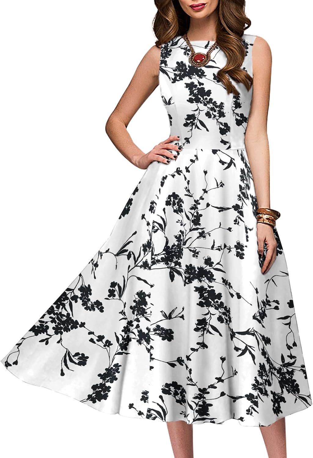 Simple Flavor Women's Vintage 1950s Cocktail Midi Dress