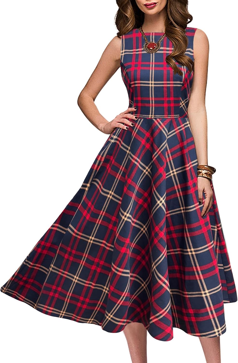 Simple Flavor Women's Vintage 1950s Cocktail Midi Dress