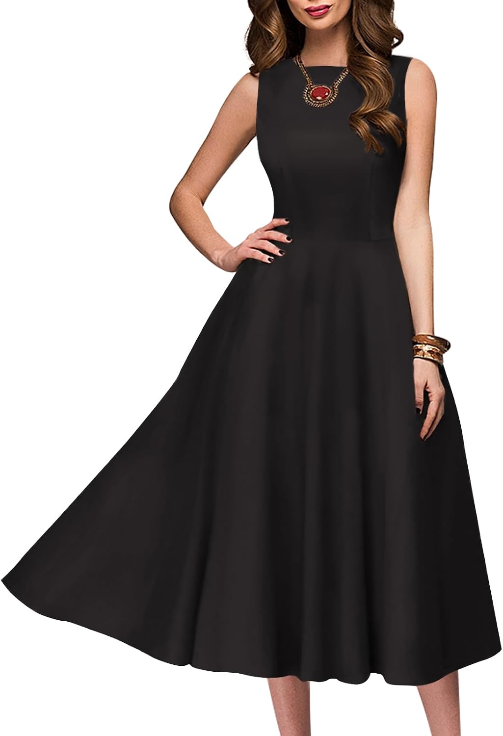 Simple Flavor Women's Vintage 1950s Cocktail Midi Dress