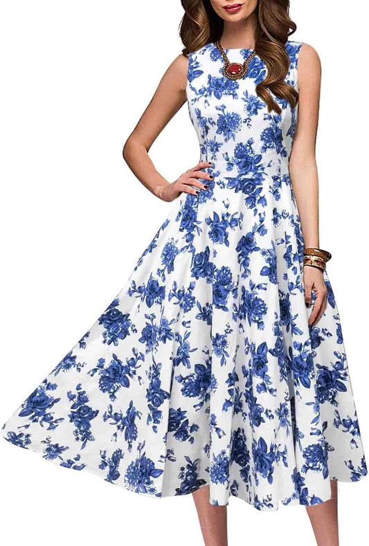 Simple Flavor Women's Vintage 1950s Cocktail Midi Dress