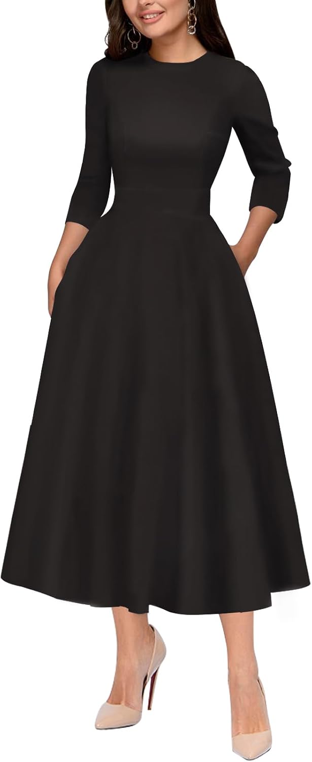 Simple Flavor Women's Vintage 1950s Cocktail Midi Dress