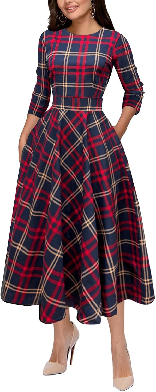 Simple Flavor Women's Vintage 1950s Cocktail Midi Dress