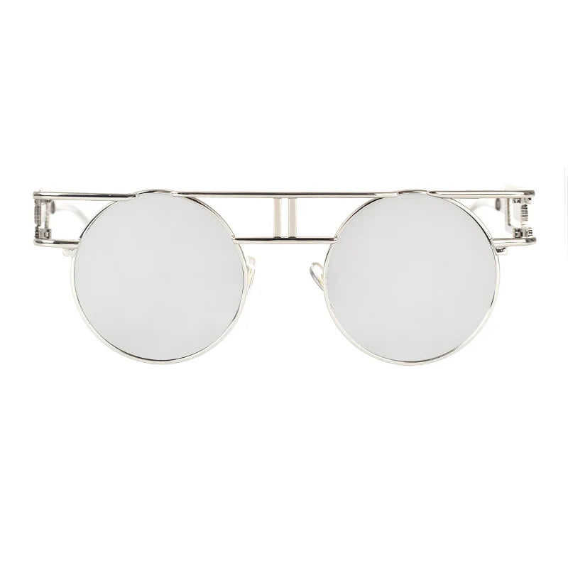 Big Frame Round Alloy Mirror Steampunk Sunglasses