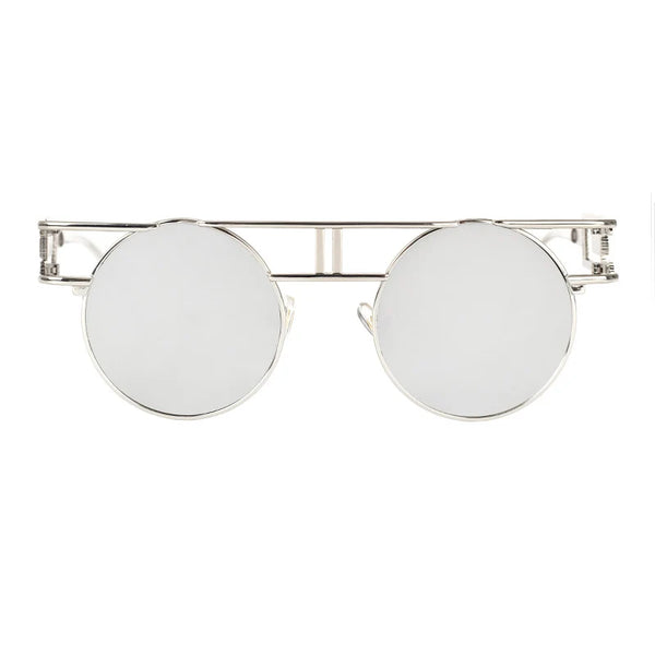Big Frame Round Alloy Mirror Steampunk Sunglasses