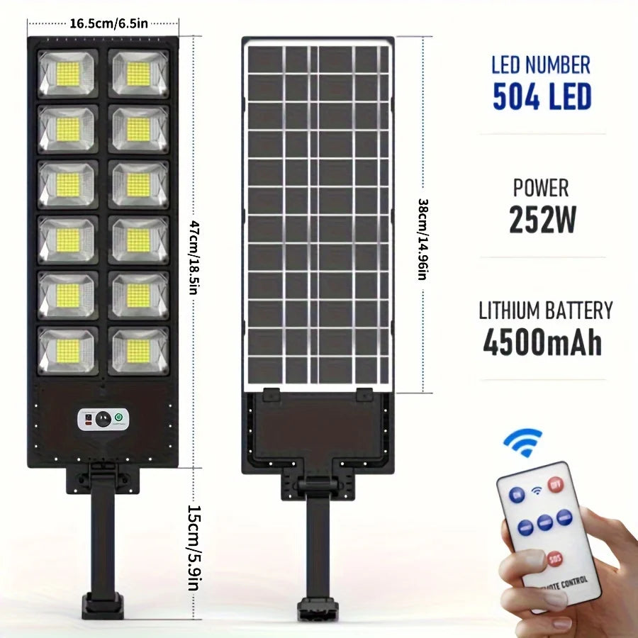 250w Solar LED Light Motion Sensor With Remote 3 Modes Street Lamp for Yard Garden Path