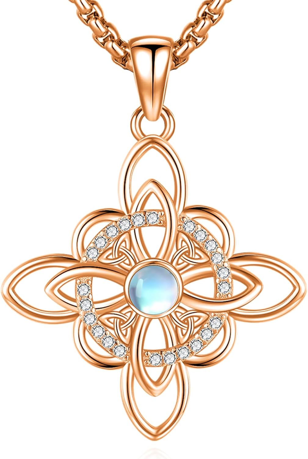 Sterling Silver Pentagram Necklace Triple Moon