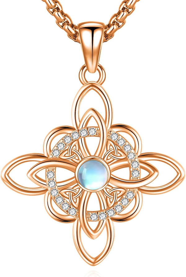 Sterling Silver Pentagram Necklace Triple Moon