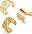 3PCS Gold Chunky Cuff Bracelets for Women Irregular Minimalist Statement Bangle Bracelets Set Open Wide Bangle Arm Cuff Upper Arm Punk Jewelry