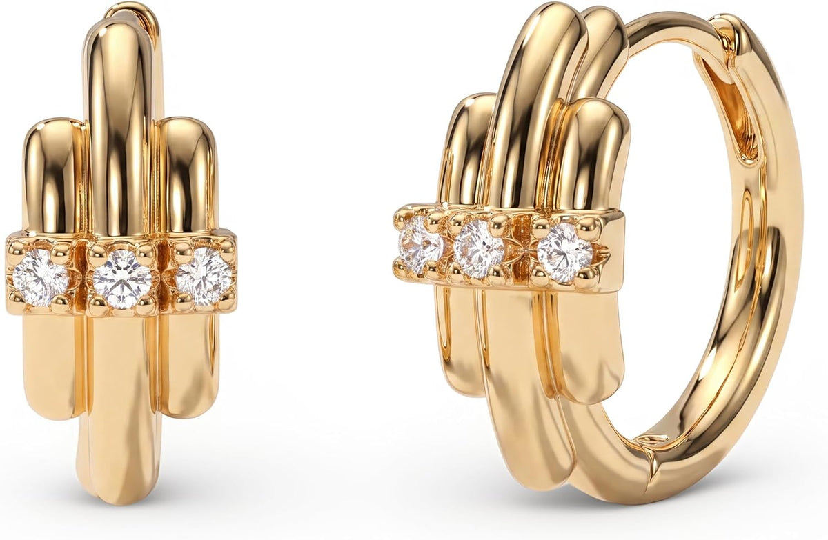 Cubic Zirconia Huggie Earrings 14k Gold Plated Tiny Earrings Small Huggie Hoop Earrings Simple Lightweight Hoops Gift for Women