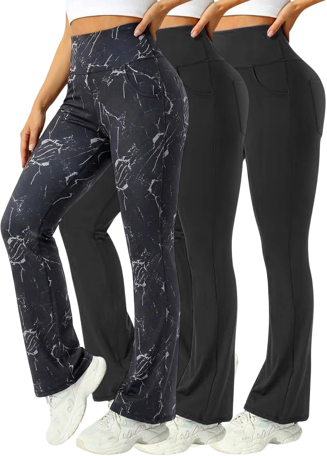 3 Packs Womens High Waist Flare Pants-flare Yoga Pants，yoga Pants
