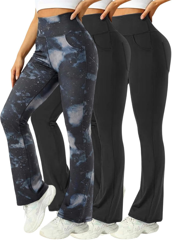 3 Packs Womens High Waist Flare Pants-flare Yoga Pants，yoga Pants