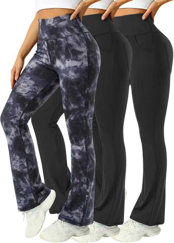 3 Packs Womens High Waist Flare Pants-flare Yoga Pants，yoga Pants