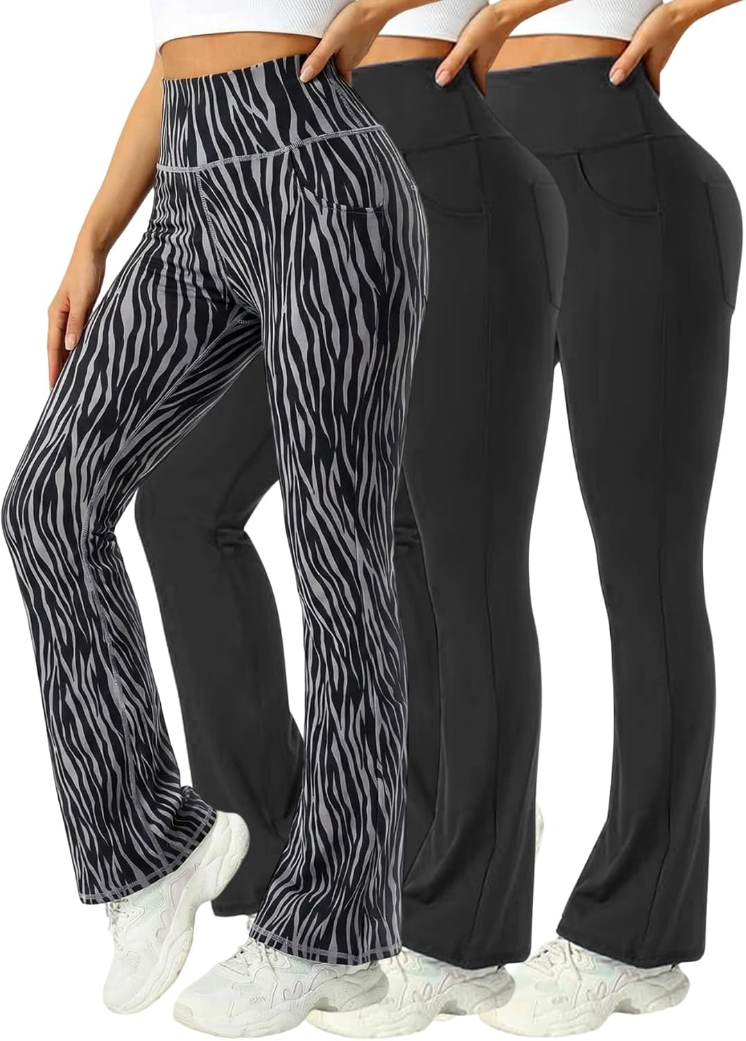 3 Packs Womens High Waist Flare Pants-flare Yoga Pants，yoga Pants