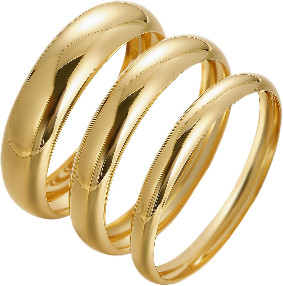 Chunky Gold Bangle Bracelets for Women, Dainty 14k Gold Plated Big Stackable Bangles Set, Trendy Statement Cuff Bracelet Stack Fashion Jewelry Gifts