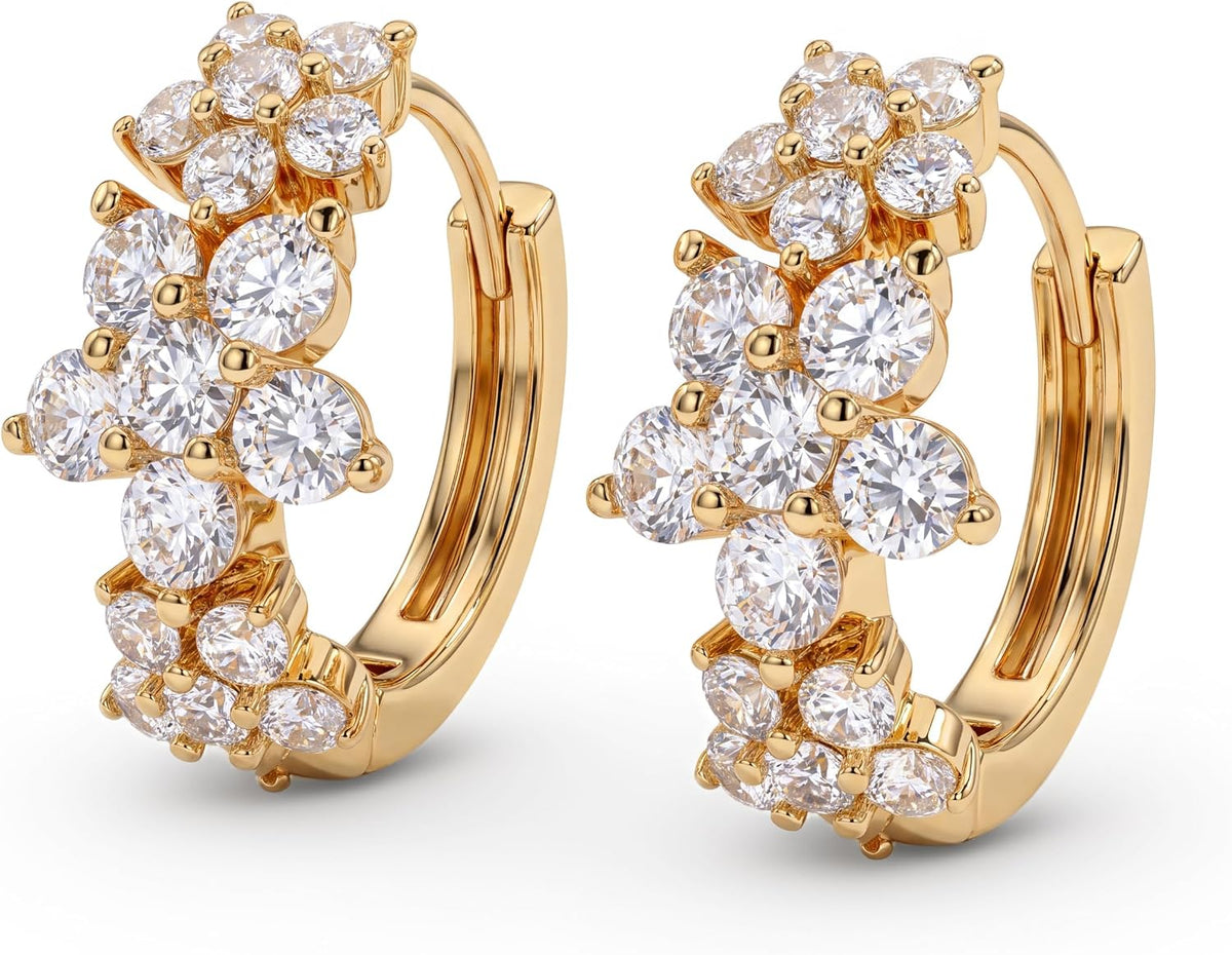 Cubic Zirconia Huggie Earrings 14k Gold Plated Tiny Earrings Small Huggie Hoop Earrings Simple Lightweight Hoops Gift for Women