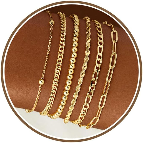 M MOOHAM Gold Bracelets Set for Women No Tarnish
