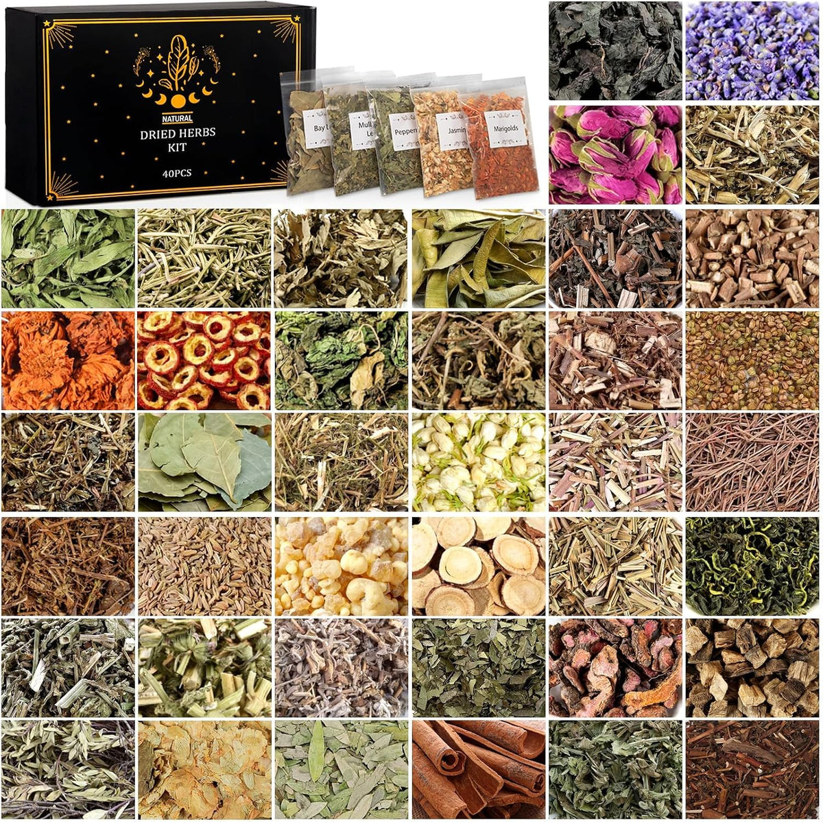 Witchcraft Herbs Kit, Dried Herbs and Flowers for Witch Beginners, 40 Pack Main image