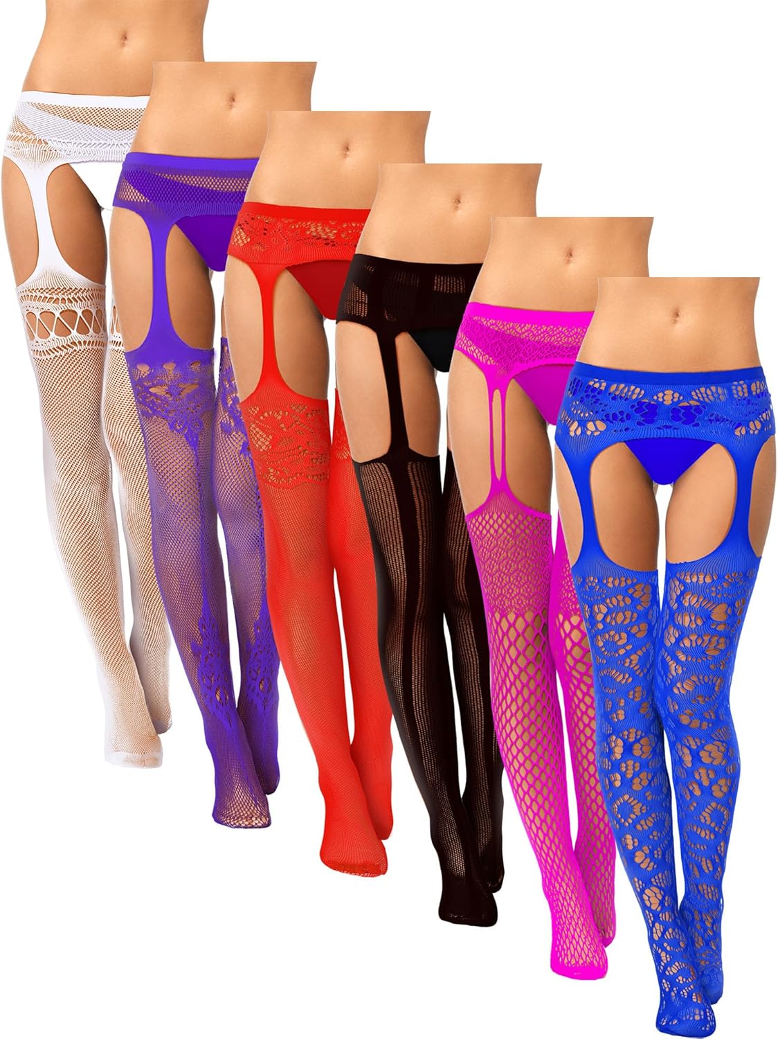 Fishnet Thigh-High Stockings – 6 Pairs Plus Size