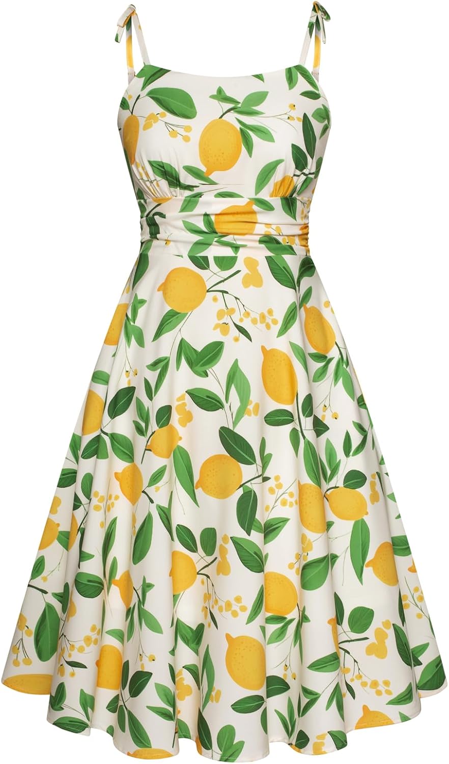 Summer Dress Spaghetti Strap Flowy Midi Beach Sundress Wedding Guest Cocktail Dress