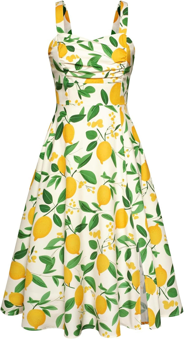 Vintage Swing Dress - Sleeveless - 1950s Rockabilly Pin-Up Style