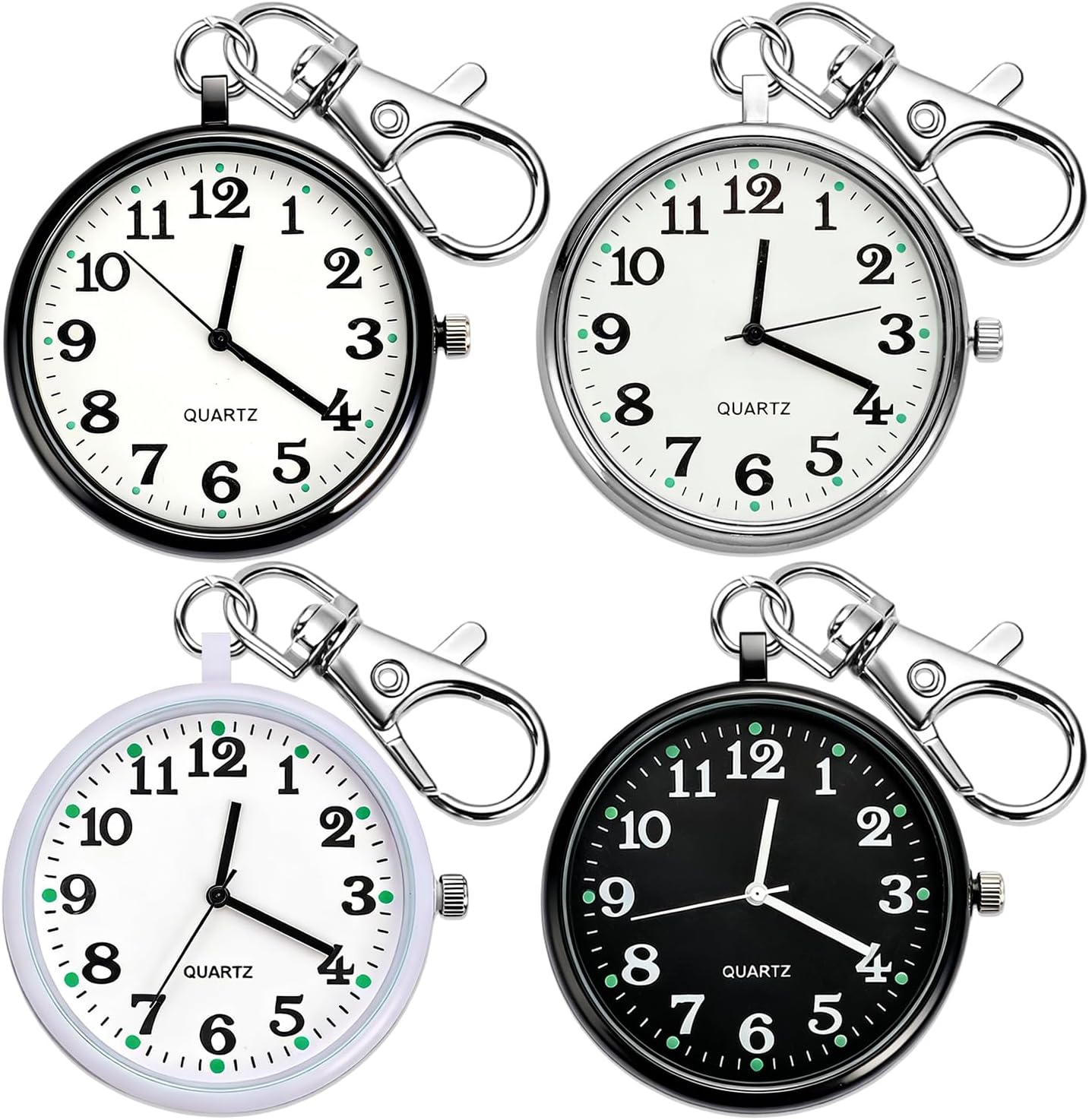 Quartz Pocket Watch, Portable Clip on Watch with Keychain Outdoor for