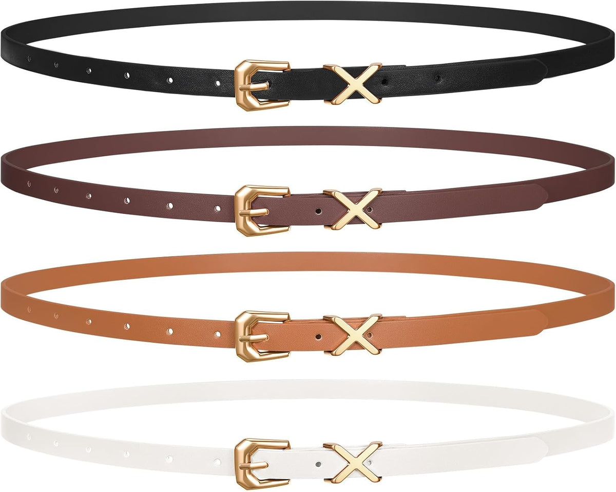 4 Pack Women Belt With Gold Alloy Buckle