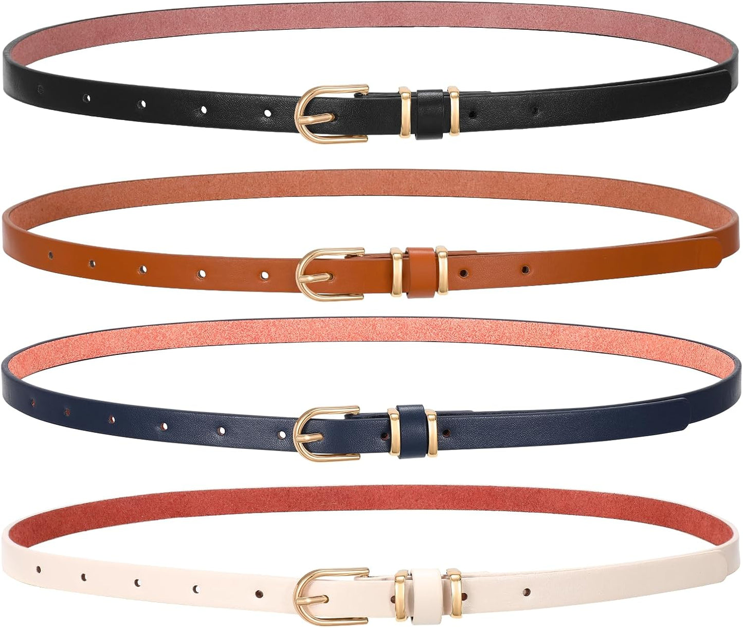4 Pack Women Belt With Gold Alloy Buckle