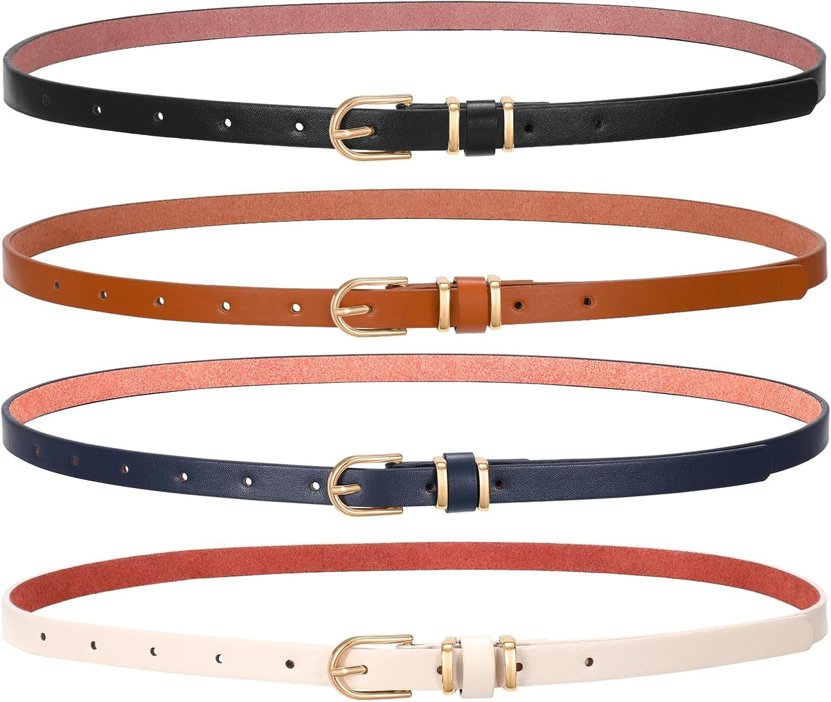4 Pack Women Belt With Gold Alloy Buckle
