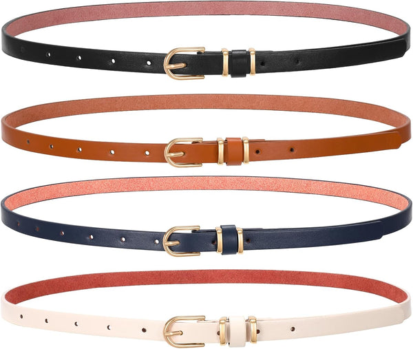 4 Pack Women Belt With Gold Alloy Buckle