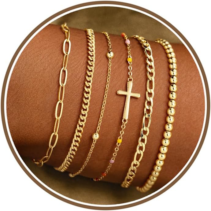 M MOOHAM Gold Bracelets Set for Women No Tarnish Main image