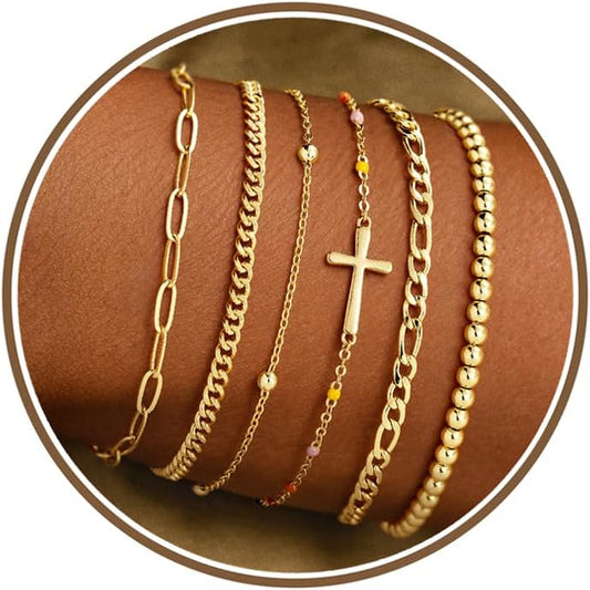 M MOOHAM Gold Bracelets Set for Women No Tarnish