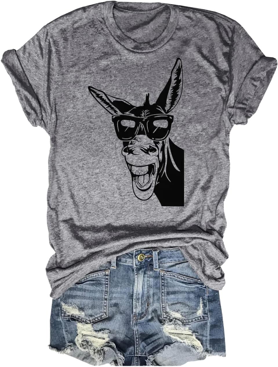 Beopjesk Womens Summer Giraffe Printed T-Shirt Funny Cute Animal Graphic Tees Tops