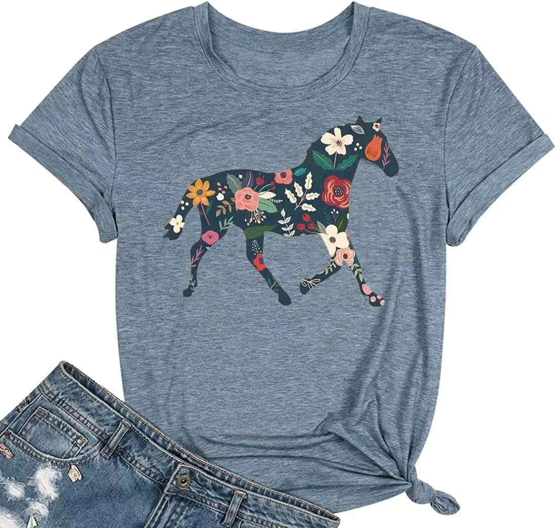 Beopjesk Womens Summer Giraffe Printed T-Shirt Funny Cute Animal Graphic Tees Tops